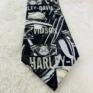 Harley-Davidson Black and White Graphic Tie